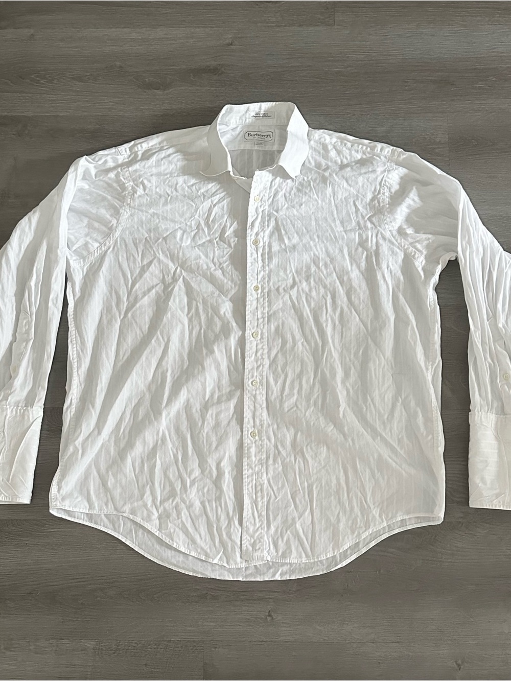 Burberry London Men's White Solid Point-Collar Dress Shirt Size 17.5-34